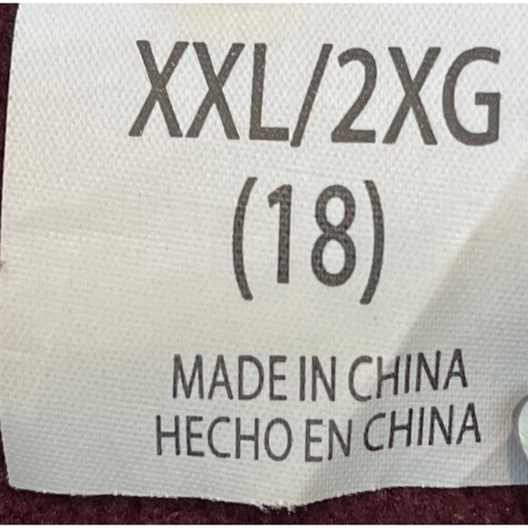 Red & Burgundy Plaid Reversible Jacket Zip Closure XXL (18) Made In China 4b - Picture 5 of 7